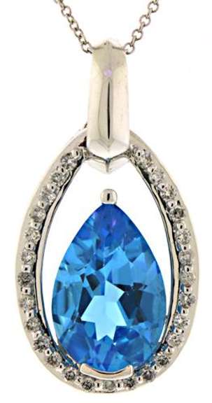 Gorgeous Blue Topaz and Diamond Halo Necklace