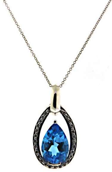 Gorgeous Blue Topaz and Diamond Halo Necklace