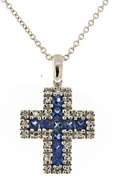 Gorgeous 14kt WG  Sapphire & Diamond Cross Pendant