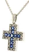 Gorgeous 14kt WG  Sapphire & Diamond Cross Pendant
