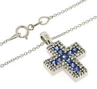 Gorgeous 14kt WG  Sapphire & Diamond Cross Pendant
