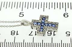 Gorgeous 14kt WG  Sapphire & Diamond Cross Pendant
