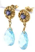 Gorgeous 14kt YG Blue Topaz Dangle Earrings