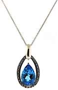 Gorgeous Blue Topaz and Diamond Halo Necklace