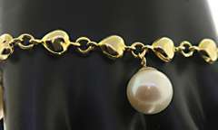 Classy Puffed Heart Pearl Charm Bracelet