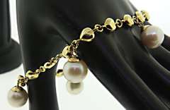 Classy Puffed Heart Pearl Charm Bracelet
