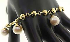 Classy Puffed Heart Pearl Charm Bracelet
