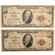 2 1929 $10 National Currency Notes Series FR 1860 B E