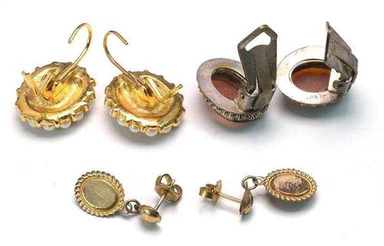 Lot of Cameo Jewelry: 3 pairs Earrings, 3 Pendants