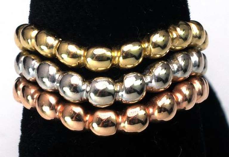 Interesting 3-Tone 14KT Beaded-Style Band