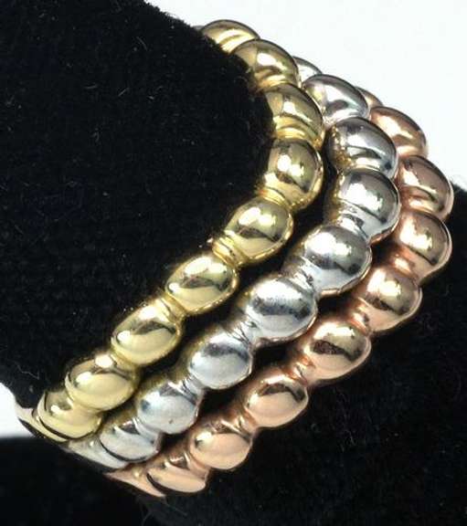 Interesting 3-Tone 14KT Beaded-Style Band