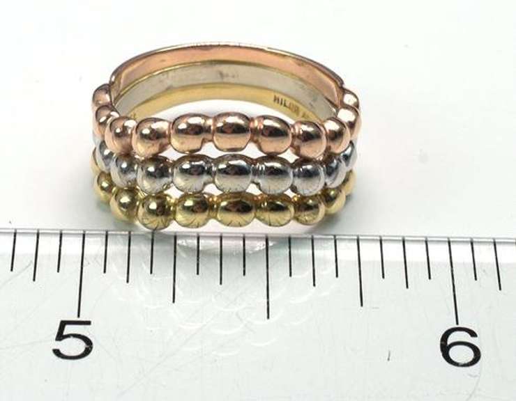 Interesting 3-Tone 14KT Beaded-Style Band