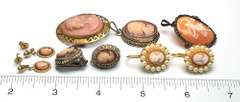 Lot of Cameo Jewelry: 3 pairs Earrings, 3 Pendants
