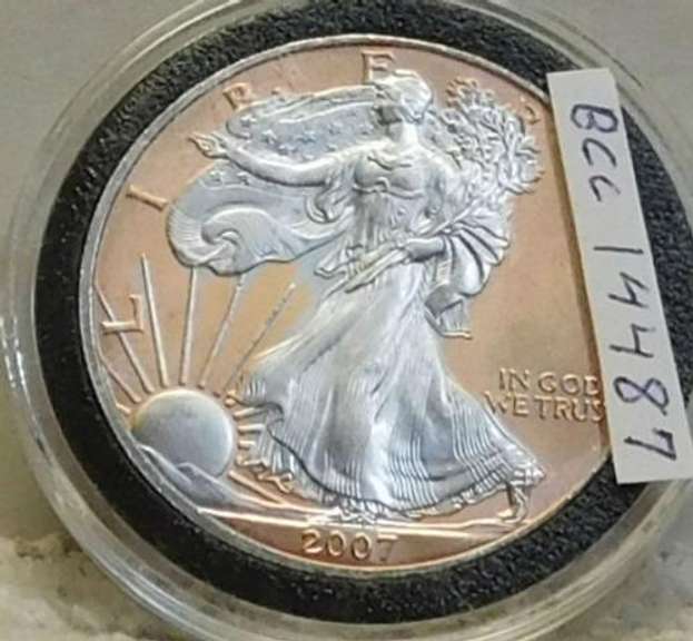 Colorized Silver Eagle,  both sides, 1 oz 999  Silver