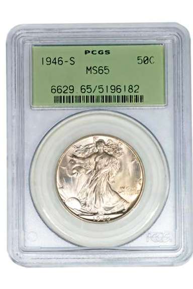1946 S PCGS Frosty White Walking Liberty Half