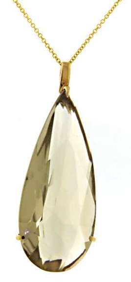 Chic 14kt YG Pear Smokey Quartz Necklace