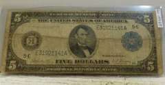 1914 Large Size, $5 Fed Res Note, circ