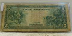 1914 Large Size, $5 Fed Res Note, circ