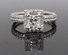 18K White Gold Halo Style Engagement Ring