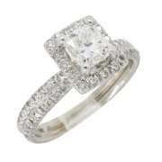 18K White Gold Halo Style Engagement Ring