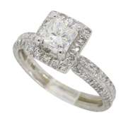 18K White Gold Halo Style Engagement Ring