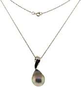 Gorgeous 14kt WG Grey Pearl Pendant Necklace