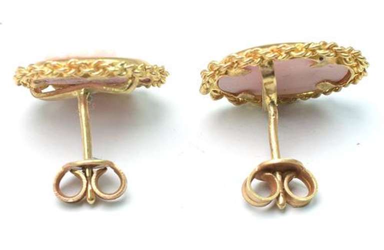 Gorgeous Cameo Earrings with 14KT Twisted Frame