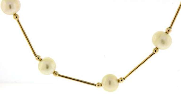 Elegant 14kt YG Fresh Water Pearl Station Necklace