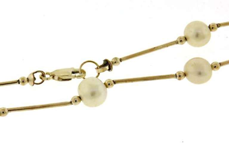 Elegant 14kt YG Fresh Water Pearl Station Necklace