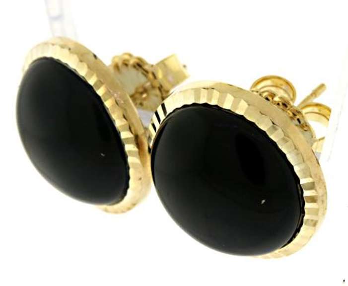 14kt Black Onyx with Fluted Bezel Earrings