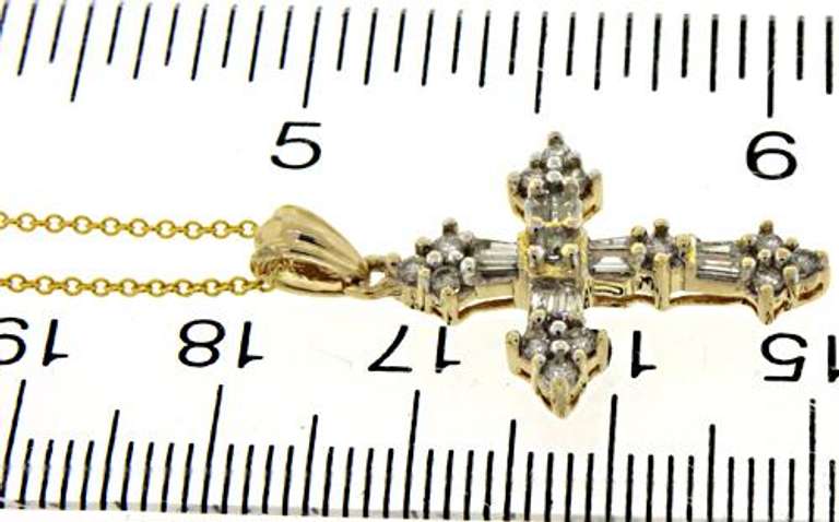Strong Baguette & RBC Diamond Cross Necklace