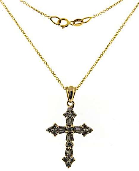Strong Baguette & RBC Diamond Cross Necklace