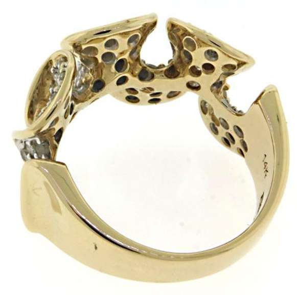 Fabulous Pave Diamond Wave Yellow Gold Ring