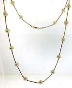 Elegant 14kt YG Fresh Water Pearl Station Necklace
