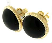 14kt Black Onyx with Fluted Bezel Earrings