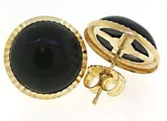 14kt Black Onyx with Fluted Bezel Earrings