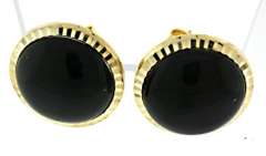 14kt Black Onyx with Fluted Bezel Earrings