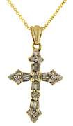 Strong Baguette & RBC Diamond Cross Necklace