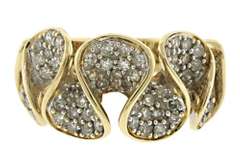 Fabulous Pave Diamond Wave Yellow Gold Ring