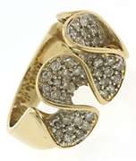 Fabulous Pave Diamond Wave Yellow Gold Ring