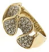 Fabulous Pave Diamond Wave Yellow Gold Ring