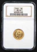1902 5 Ruble Russia Gold NGC MS65