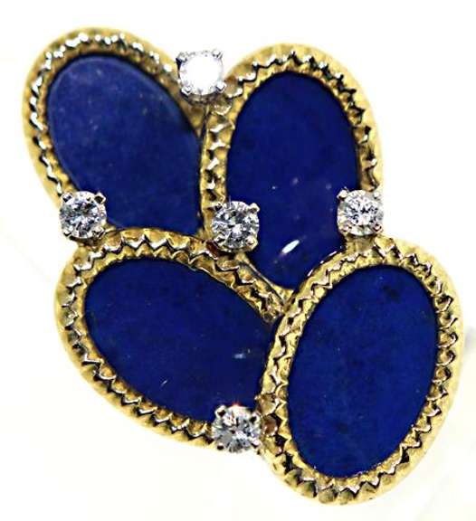 Beautiful 18kt Lapis and Diamond Ring