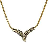 Dazzling 1ctw Diamond V Yellow Gold Necklace