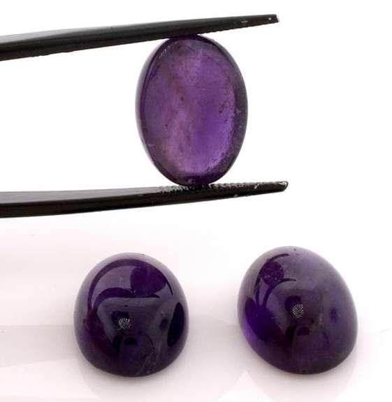 Set of 3 Beautiful Oval Cabochon Natural Amethysts