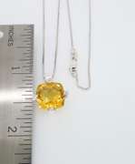 14K White Gold Citrine & Diamond Pendant Necklace