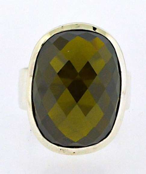 925 Sterling Silver Green Stone Ring