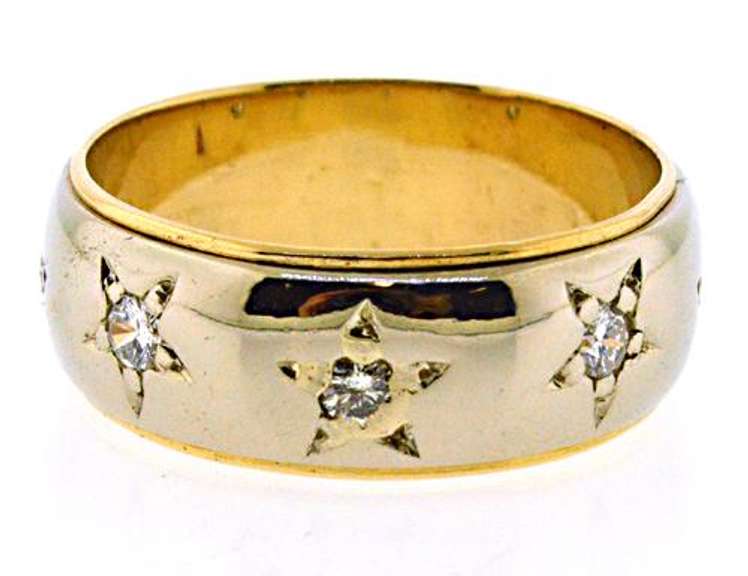 Whimsical 14kt YG Gents' Star Diamond Ring
