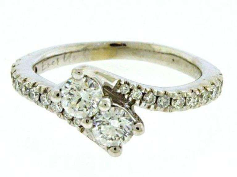 Stunning .75ctw Bypass Diamond White Gold Ring