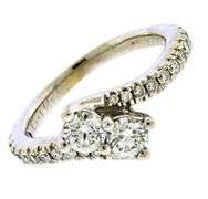 Stunning .75ctw Bypass Diamond White Gold Ring
